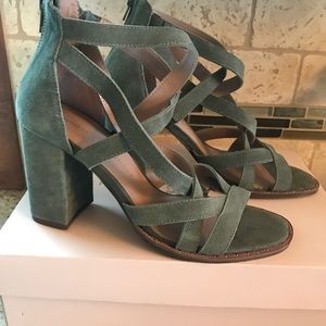 Pair of Chinese Laundry suede platform sandal